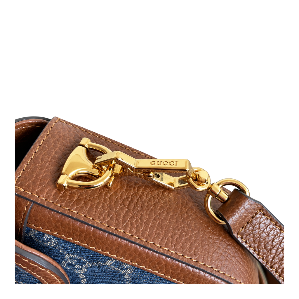 Gucci Horsebit 1955 Mini Crossbody Bag in GG Denim