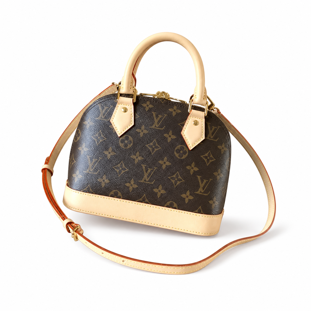 Louis Vuitton Alma BB — Monogram Canvas, Vachetta Handles & Gold Zipper