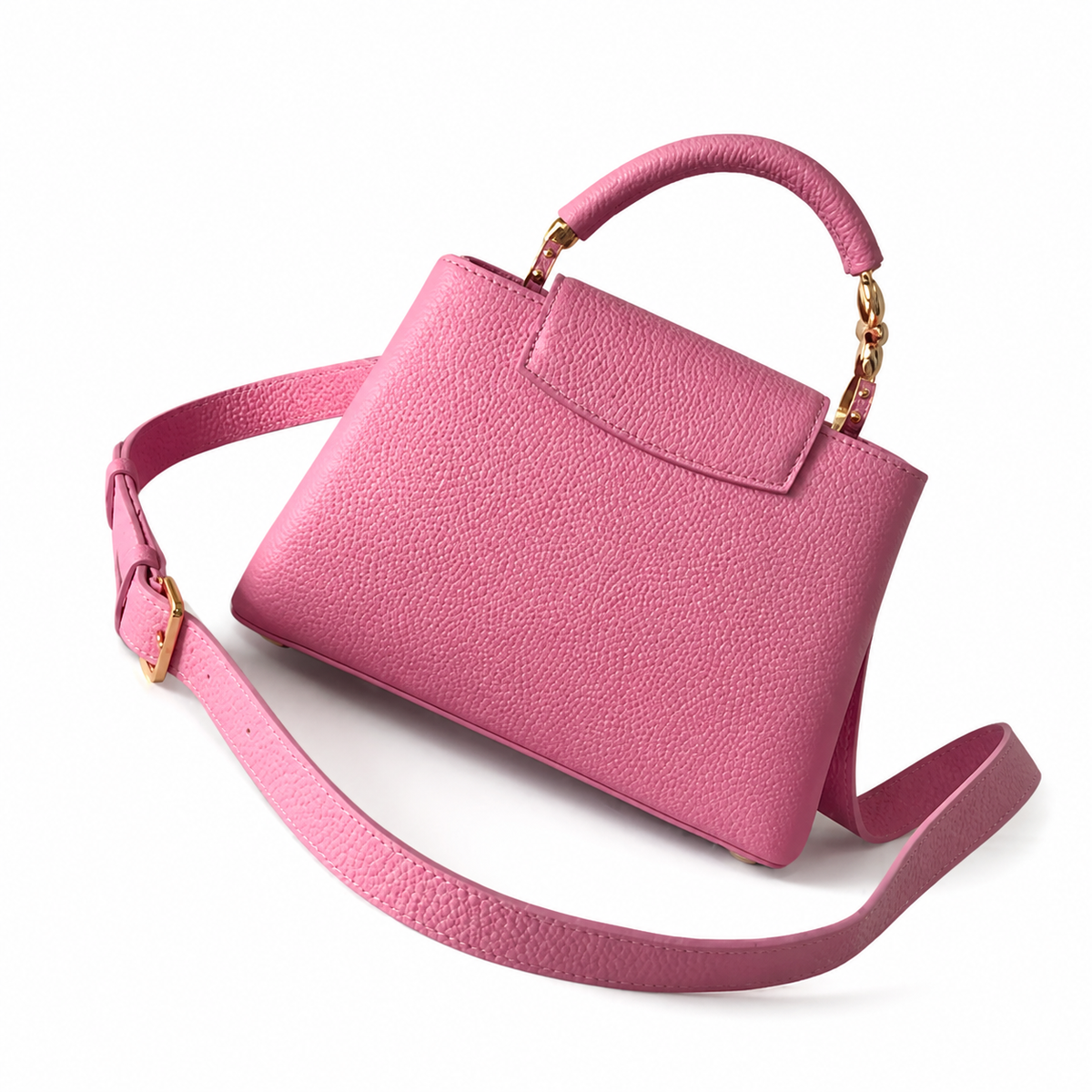 Louis Vuitton Capucines BB — Taurillon Leather in Rose Lilas with Gold LV Clasp & Chain Handle
