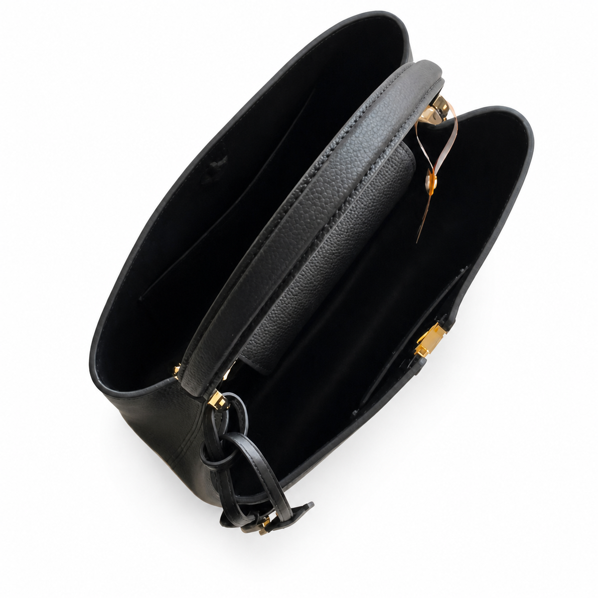 Louis Vuitton Capucines MM — Taurillon Leather in Noir with Gold LV Lock & Vachetta Trim