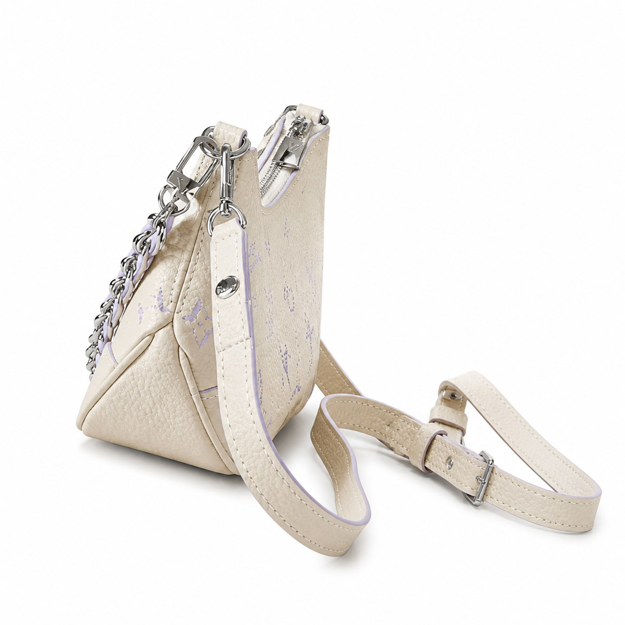 Louis Vuitton Mini Camera Bag — Cream Empreinte, Lavender Braided Chain & Silver Zip