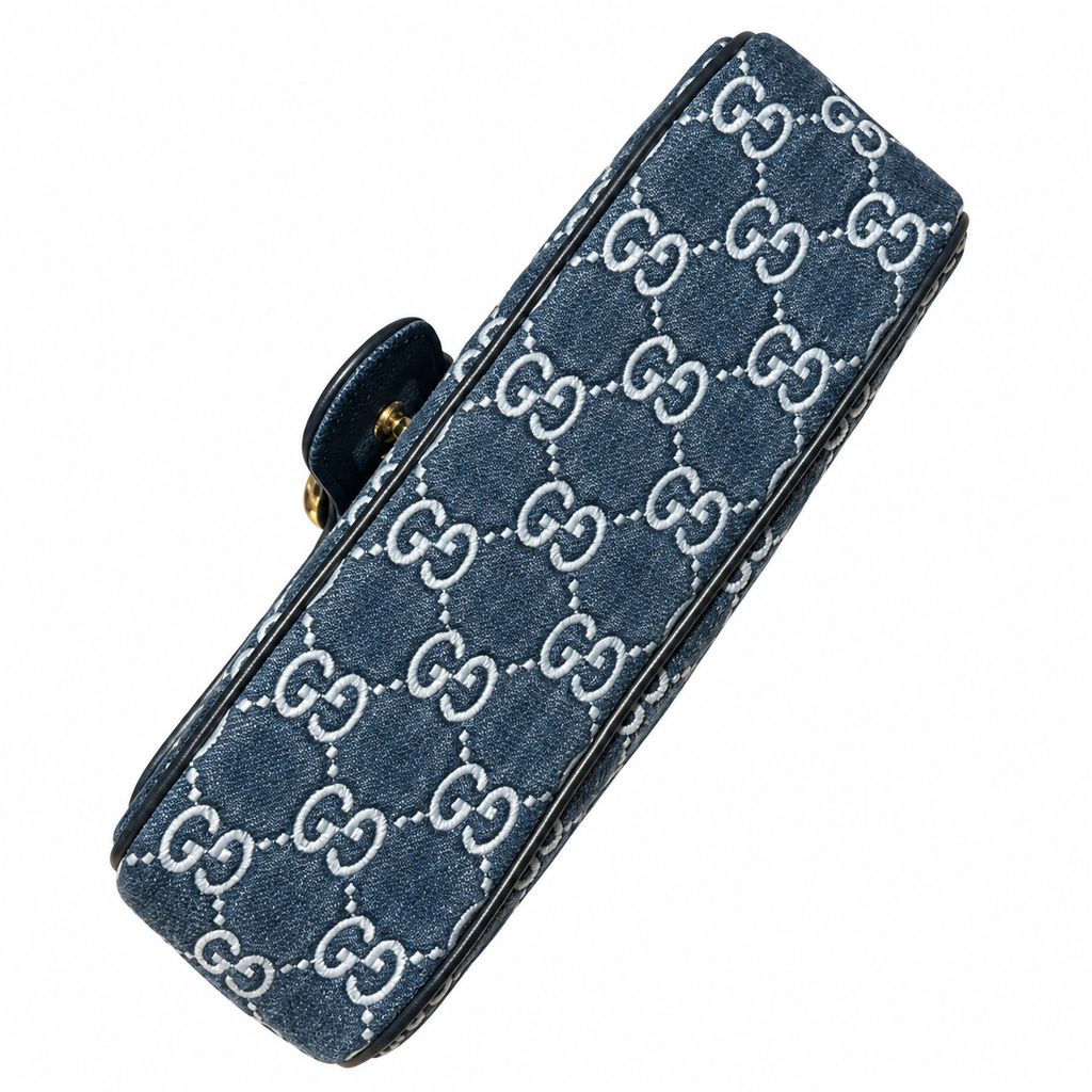 Gucci GG Marmont Wallet-on-Chain in Navy Blue GG Canvas