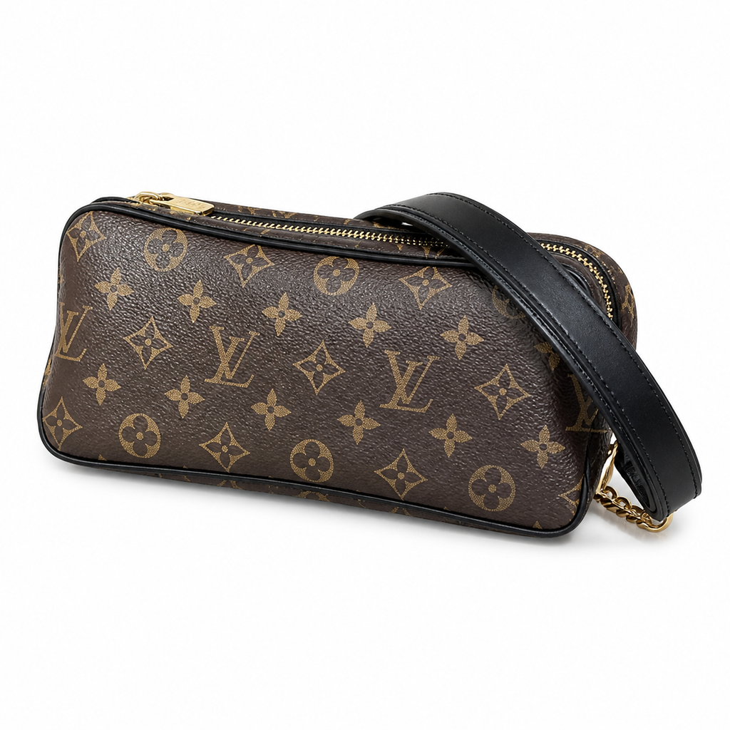 Louis Vuitton Boulogne — Monogram Canvas with Gold Chain & Black Leather