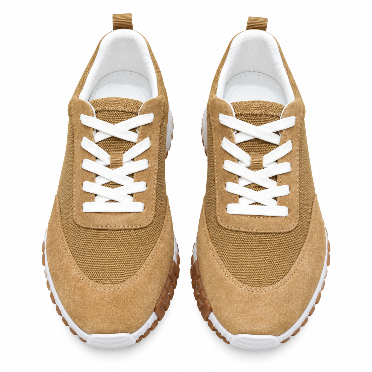Hermès Honey Tan Mesh Lace-Up Casual Sneakers