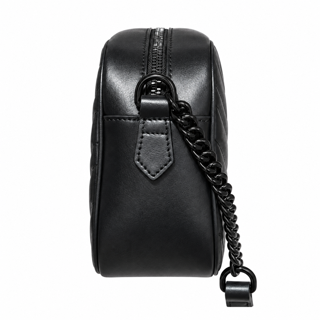 Gucci GG Marmont Small Camera Bag in Tonal Black with Black Hardware