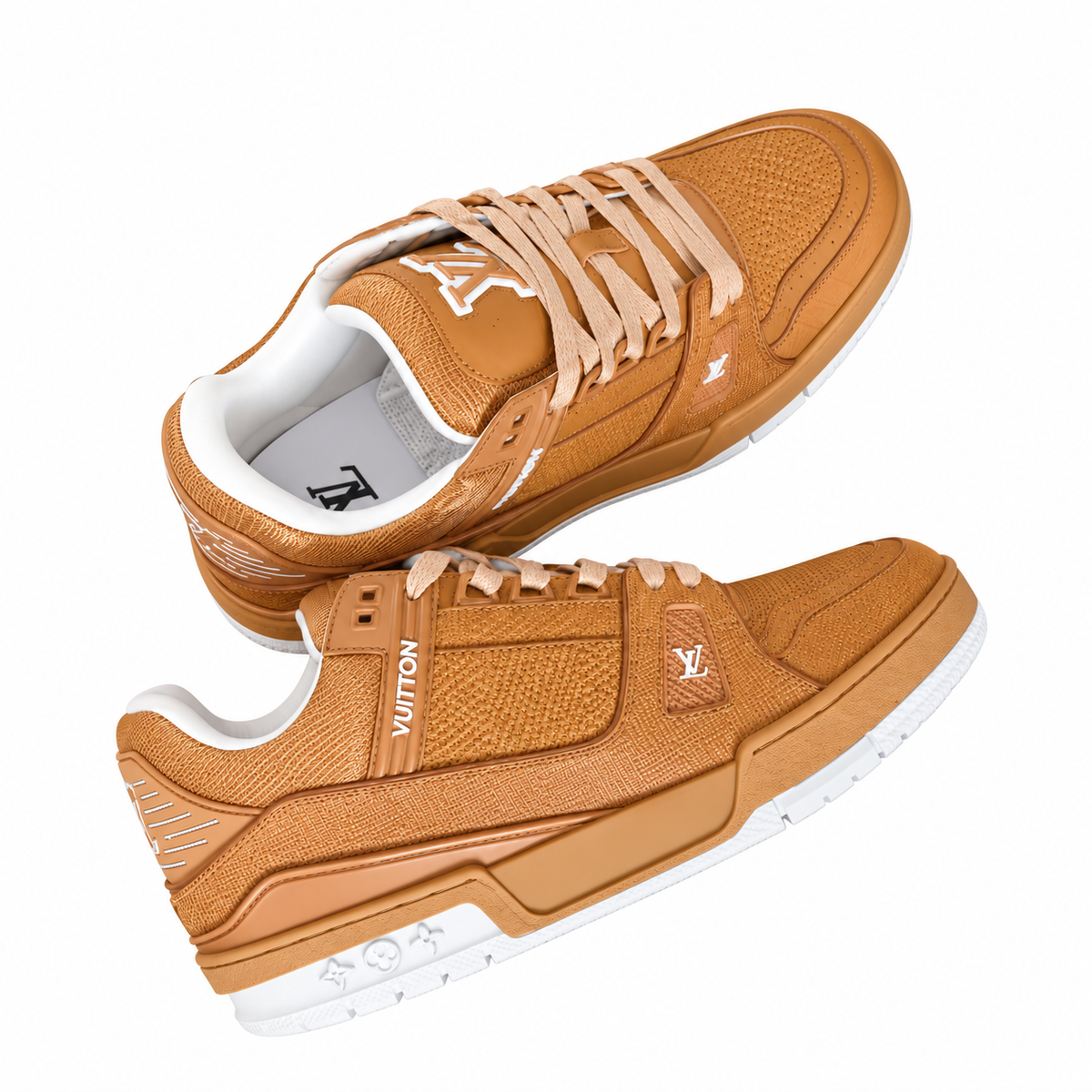 Louis Vuitton Trainer Tan Textured Sneakers