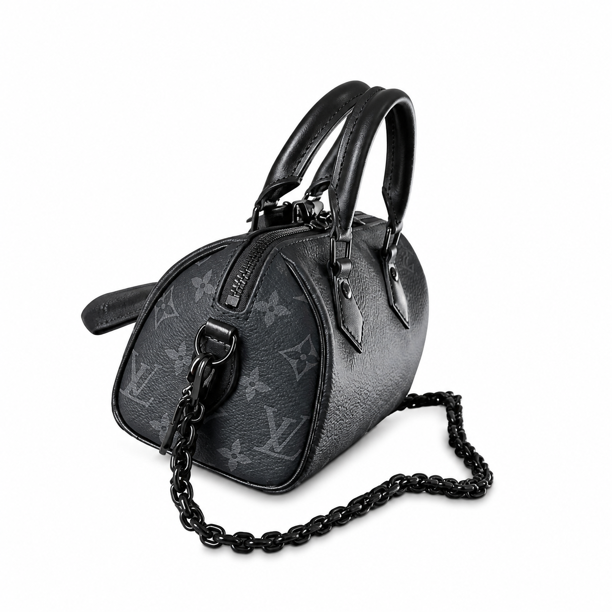 Louis Vuitton Papillon BB — Monogram Eclipse Canvas, All-Black Hardware & Black Chain
