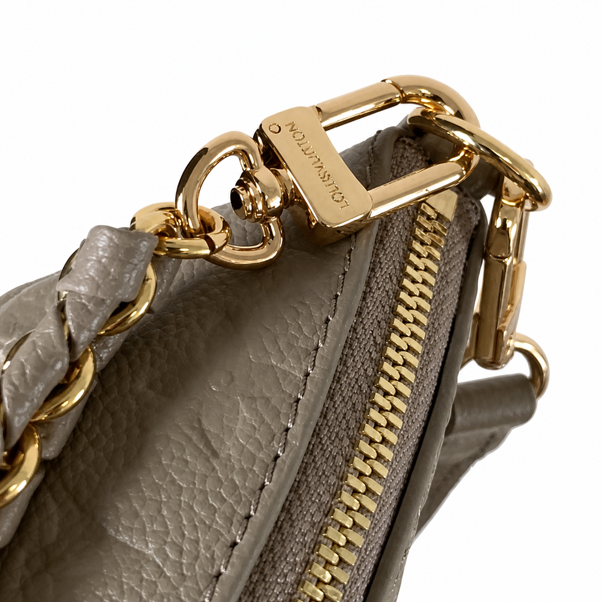 Louis Vuitton Boulogne — Tourterelle Monogram Empreinte & Gold Oval Chain