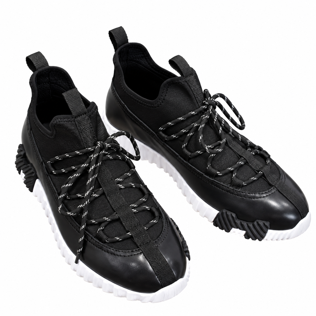 Hermès Men's Black Panelled Lace-Up Sneakers