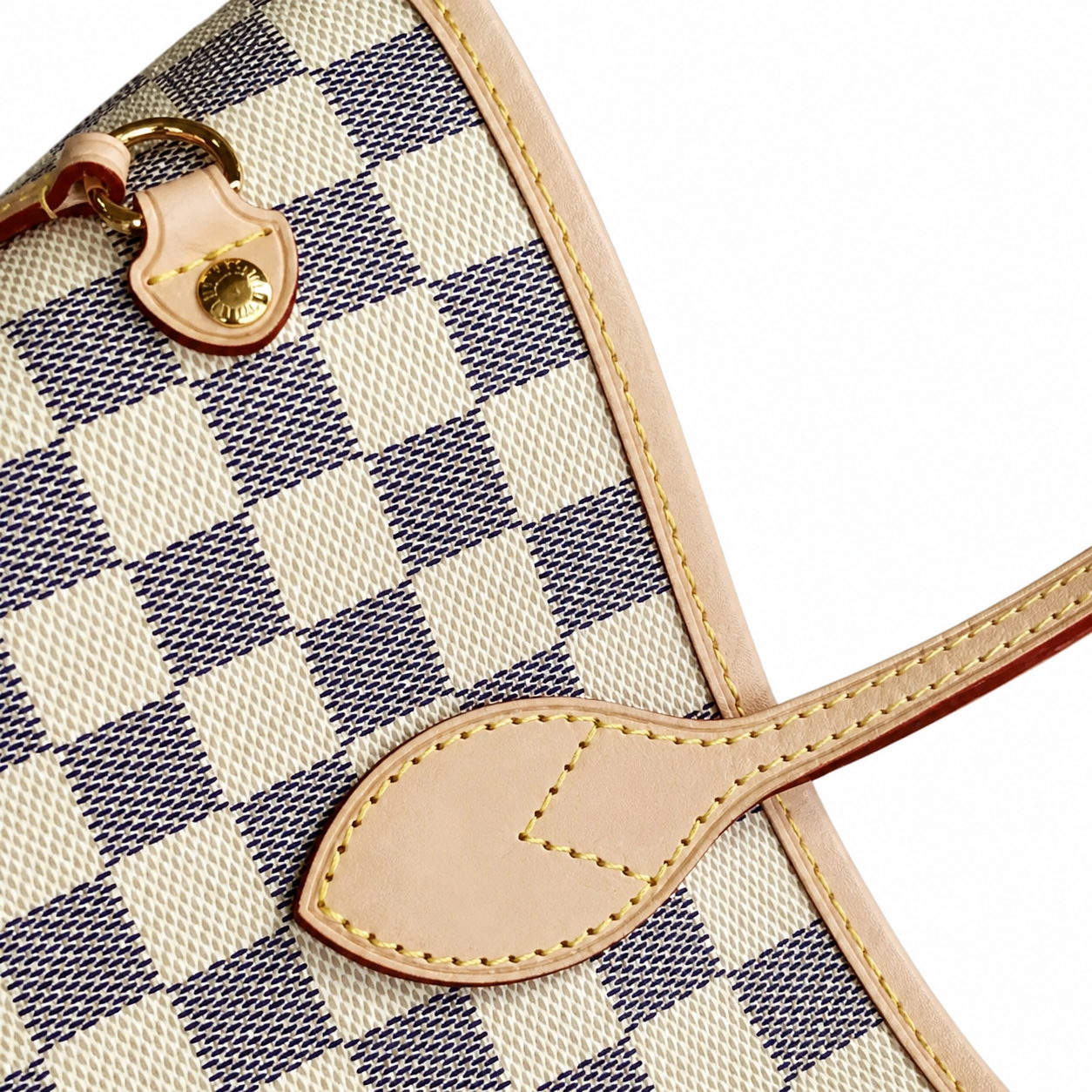 Louis Vuitton Neverfull MM — Damier Azur, Red Side Trim & Pochette