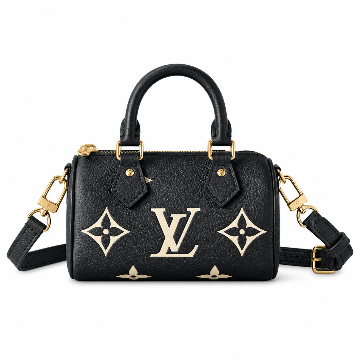 Louis Vuitton Speedy Bandoulière 20 — Monogram Empreinte Leather in Noir with Gold Lettering