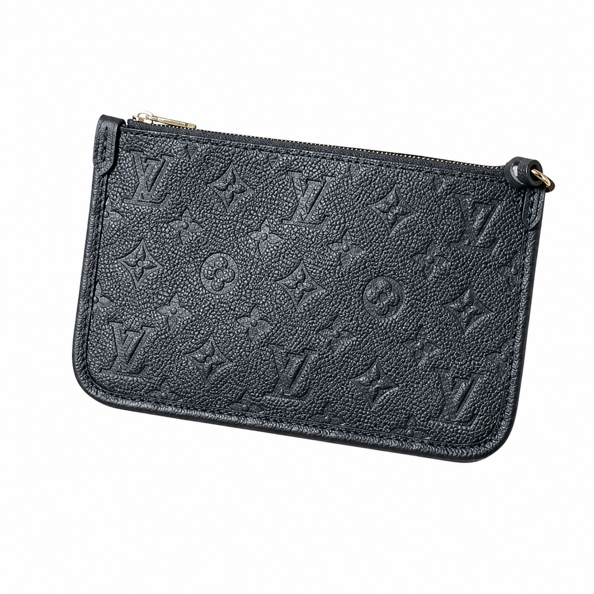 Louis Vuitton Wedge Crossbody — Black Empreinte, LV Zipper Pulls, Gold Dome Studs & Electric Purple Interior