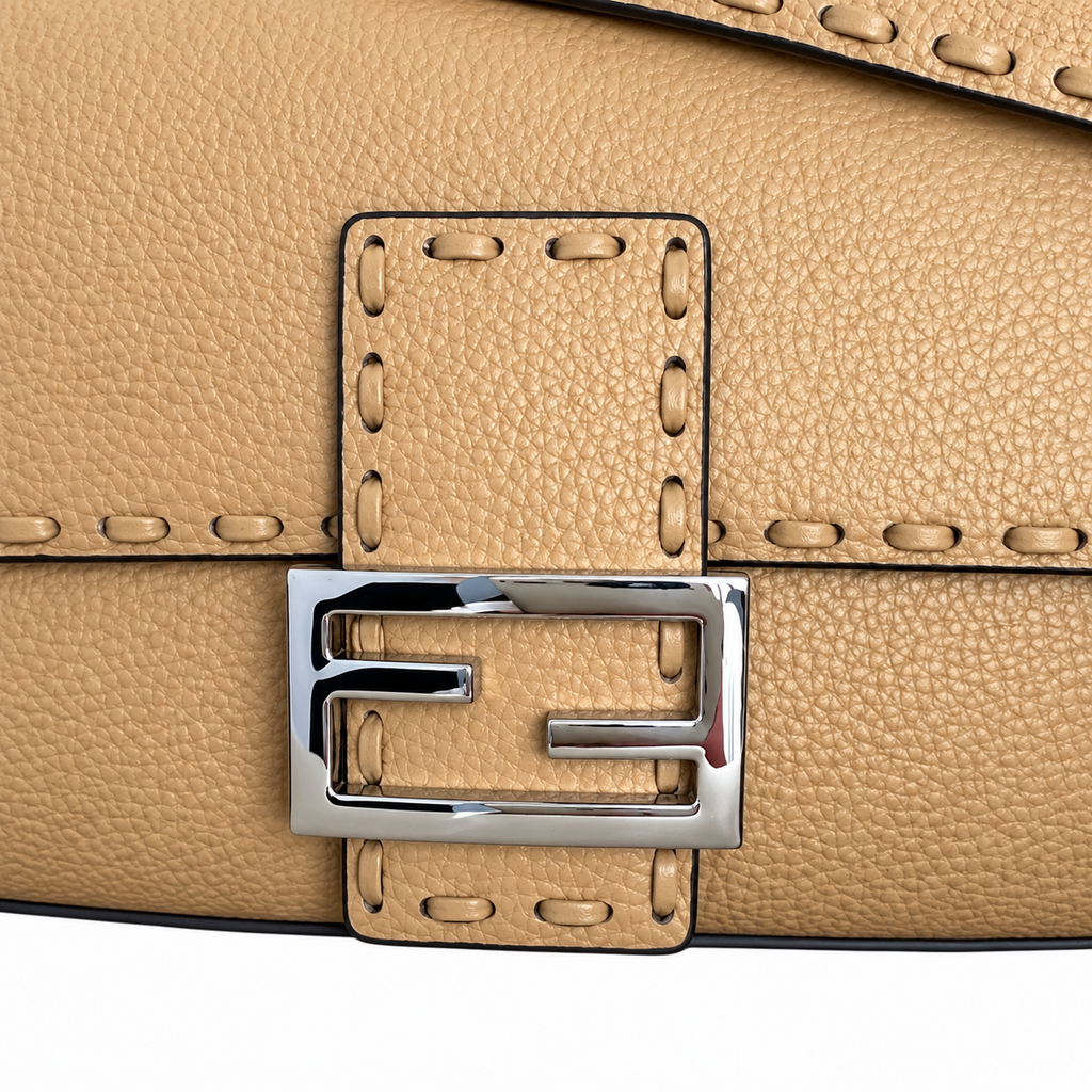 Fendi FF Shoulder Bag – Jacquard Canvas & Leather Trim, Flap Closure, 26cm