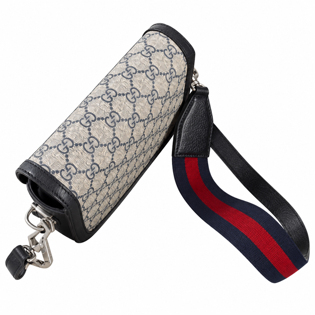 Gucci Horsebit 1955 Mini Crossbody Bag in GG Supreme with Silver Hardware