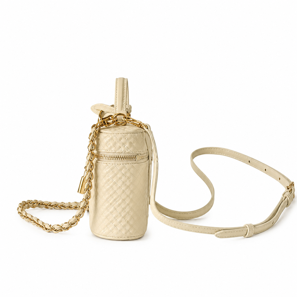 Louis Vuitton Twist MM — Woven Leather in Crème with Gold Chain Strap