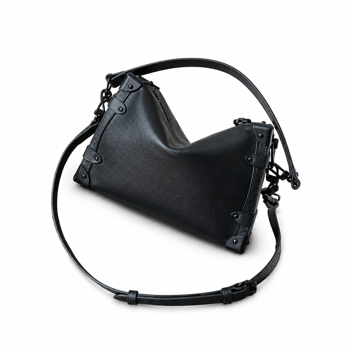 Louis Vuitton Soft Trunk — Noir Taurillon Monogram, All-Black Hardware & Black Chain Strap