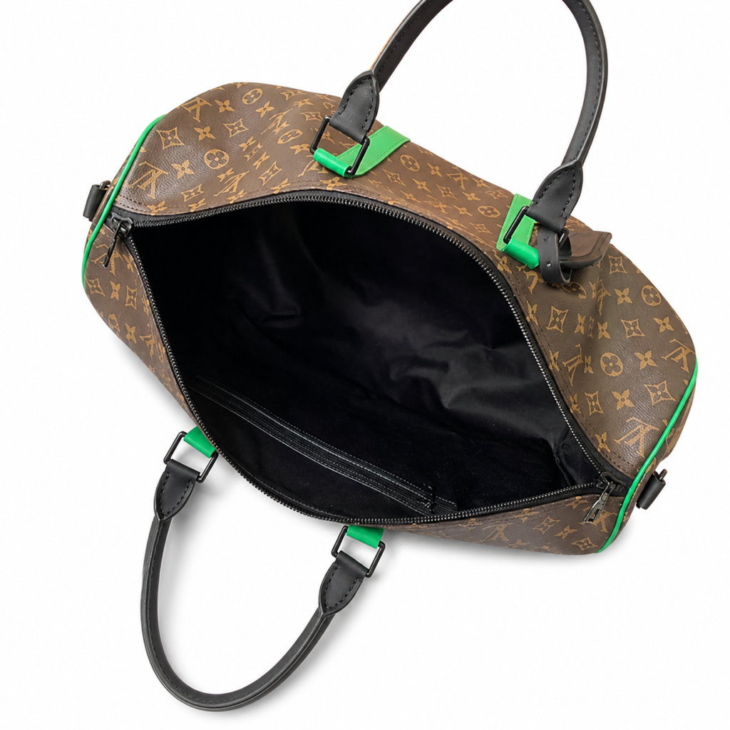 Louis Vuitton Keepall Bandoulière — Monogram Canvas with Green Trim