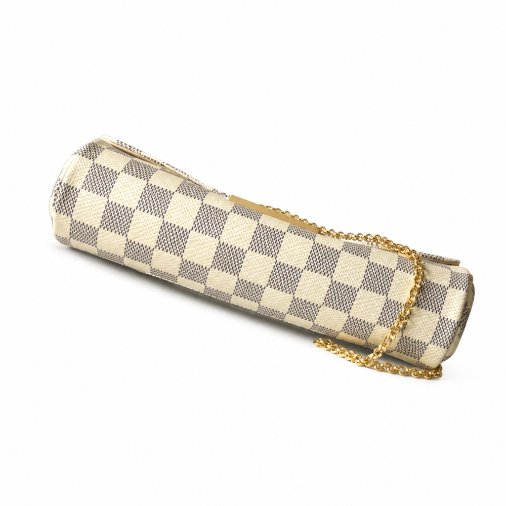 Louis Vuitton Favorite MM — Damier Azur Canvas, Magnetic Flap, Cream Interior & Gold Chain