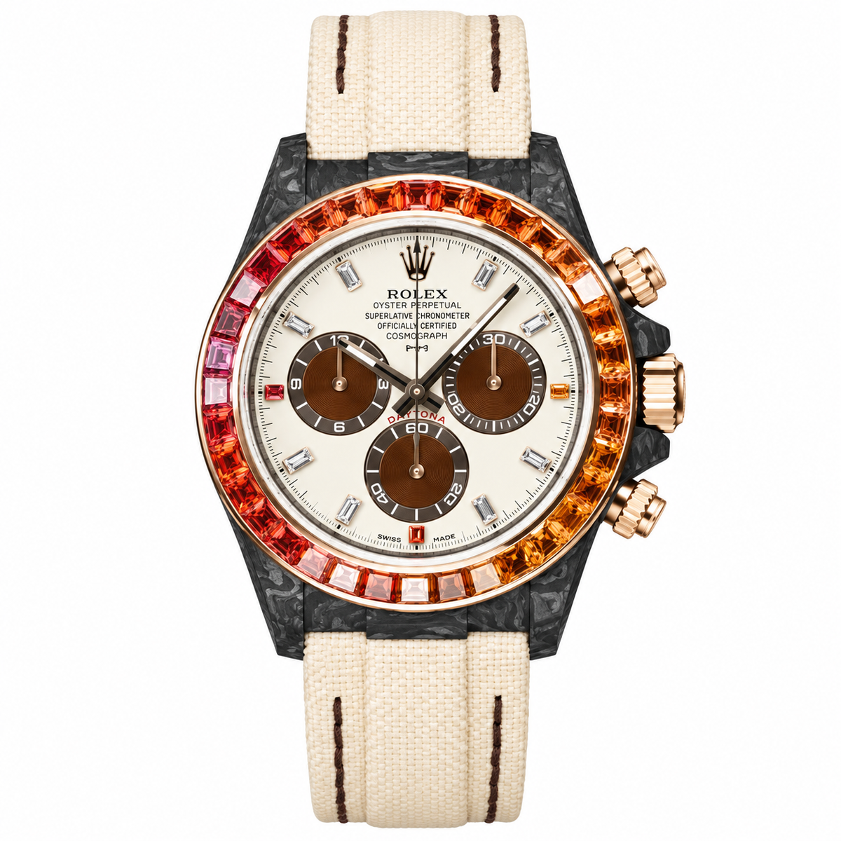 Rolex Sunset Bezel Ivory Dial Watch