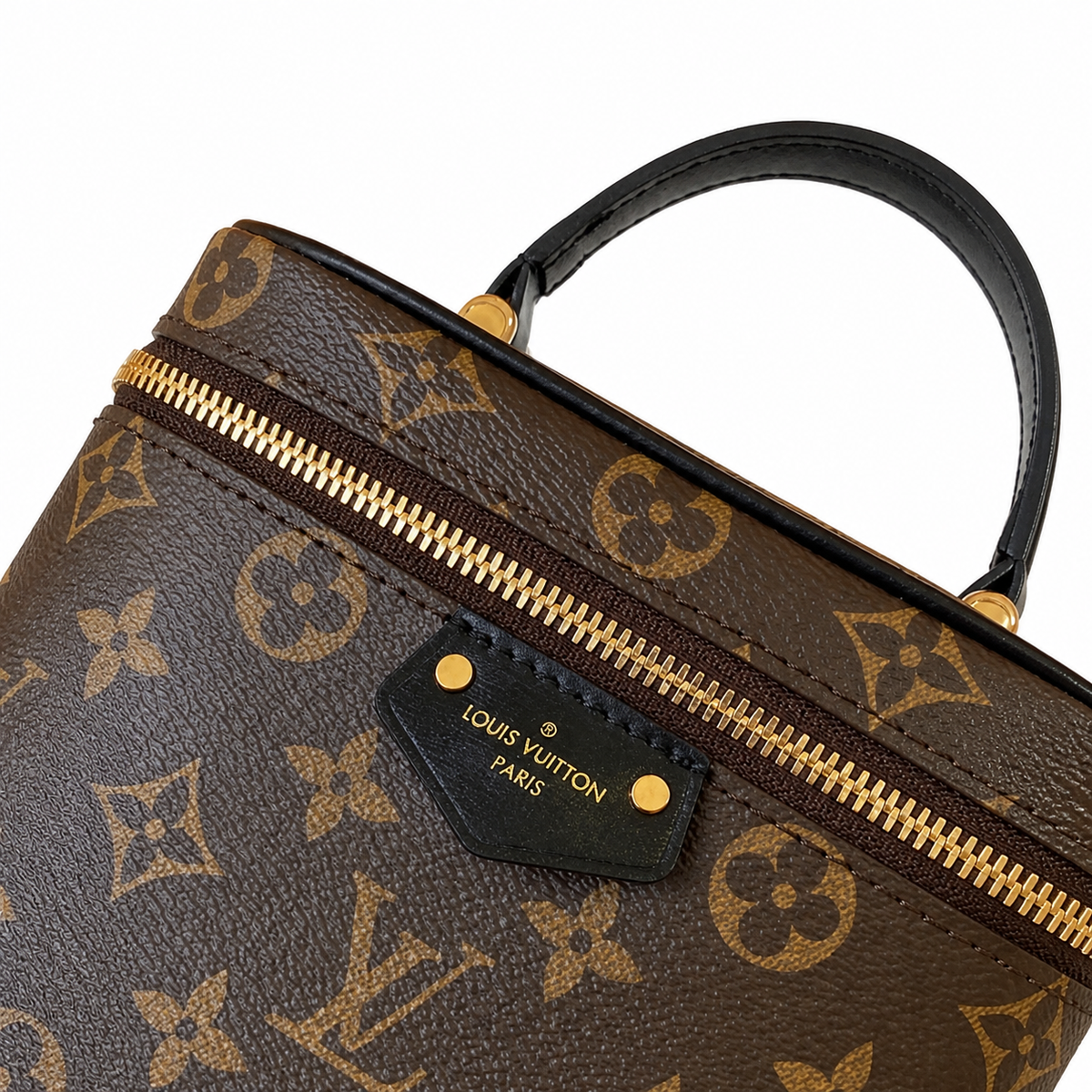 Louis Vuitton Vanity PM — Monogram Canvas & Black Leather