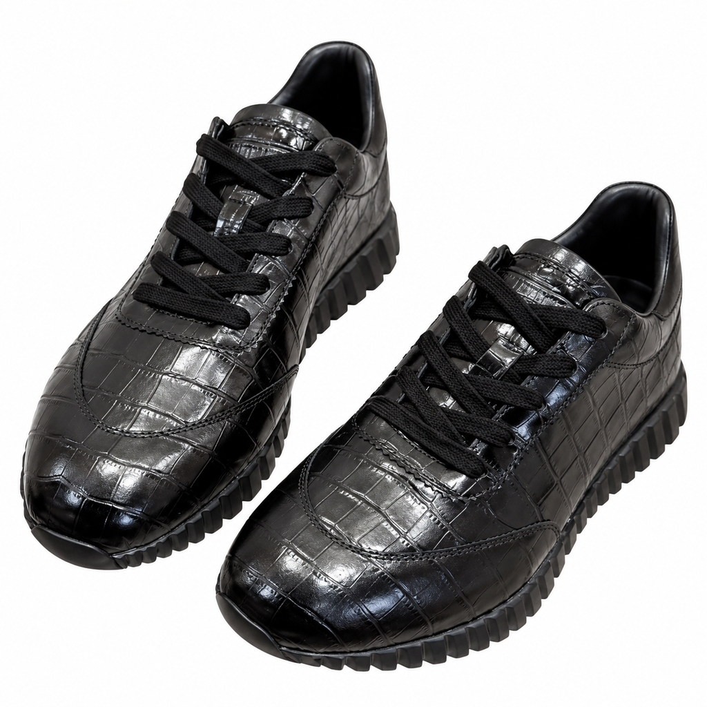 Hermès Black Scale-Textured Low-Top Sneakers