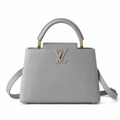 Louis Vuitton Capucines BB — Taurillon Leather in Gris Perle with Tonal LV Clasp
