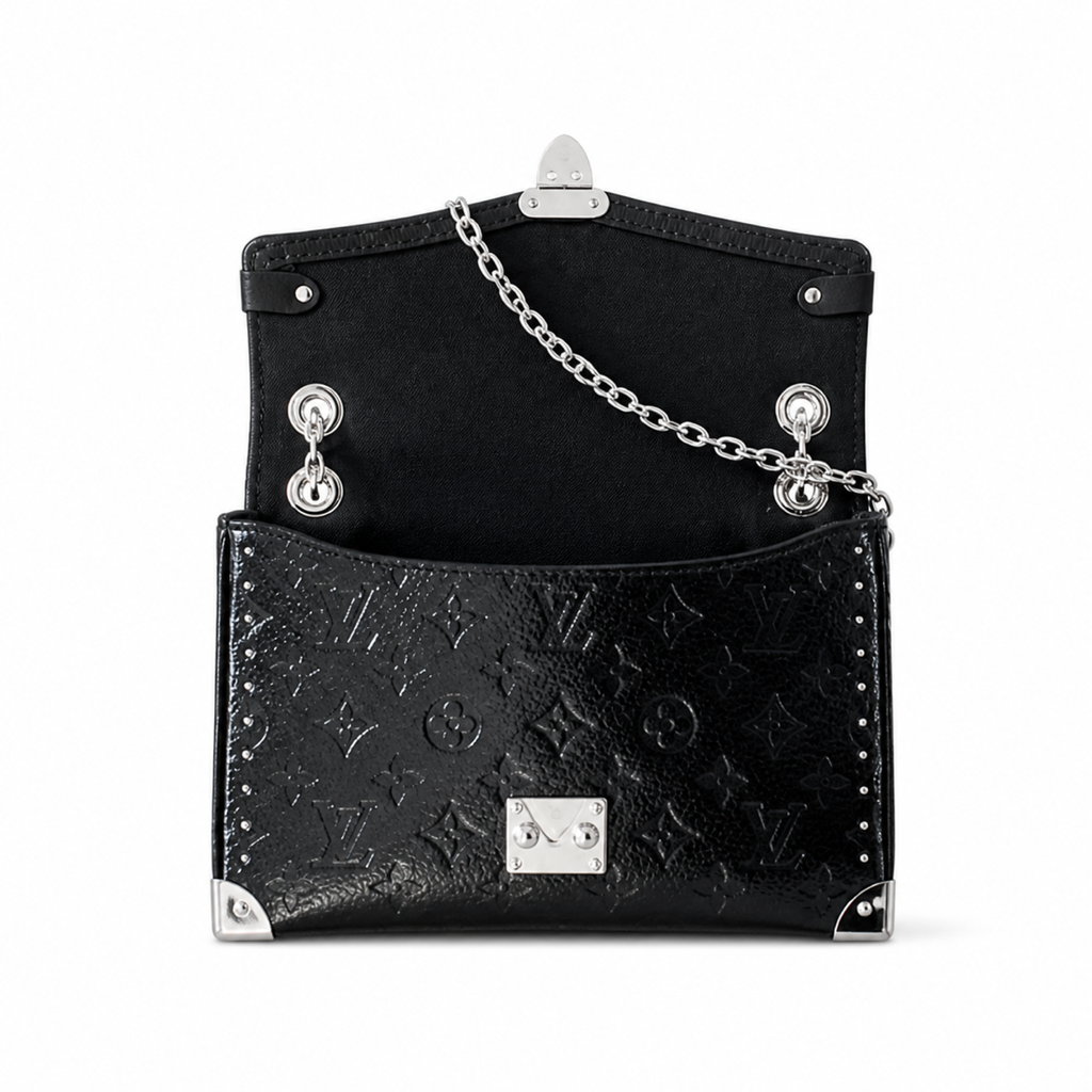 Louis Vuitton Dauphine MM — Noir Patent Monogram Embossed