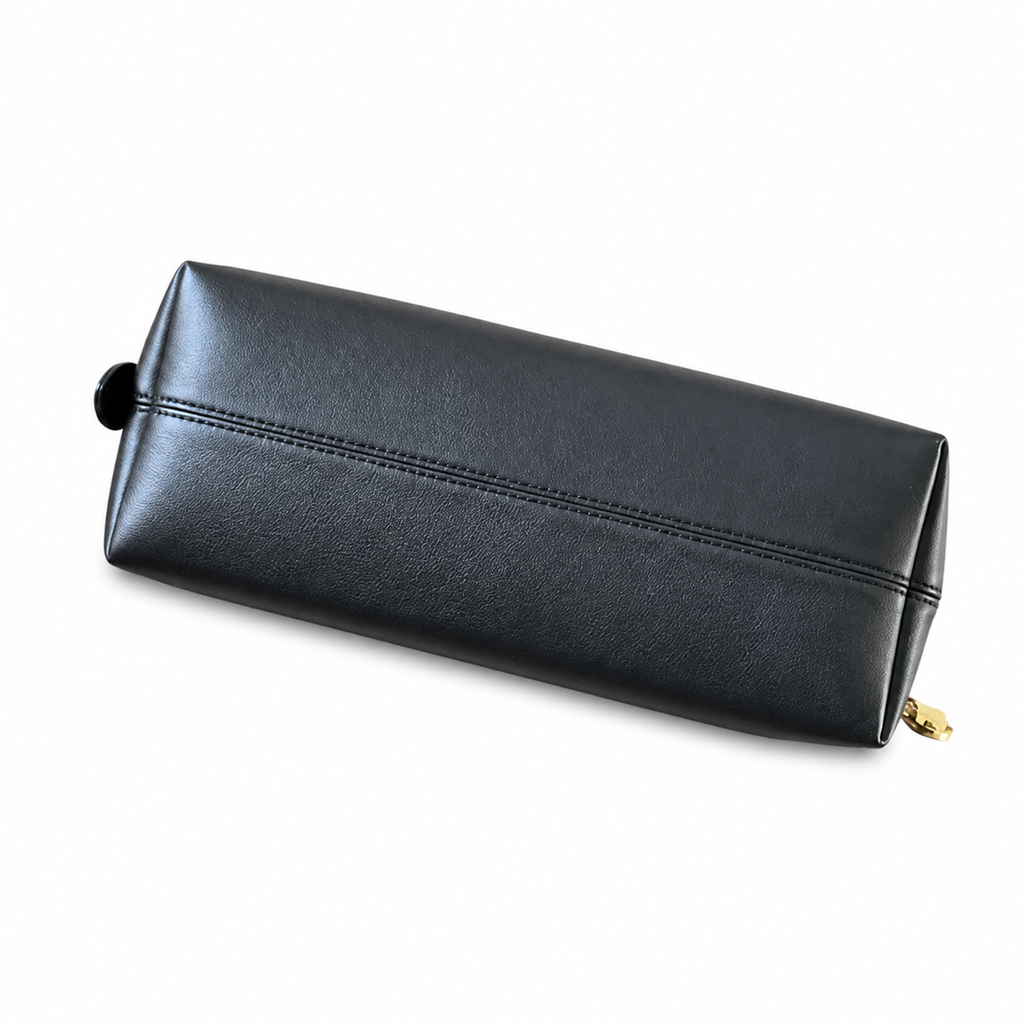 Louis Vuitton Flap Shoulder Bag — Black Smooth Calfskin, Side Padlock & Embossed Signature