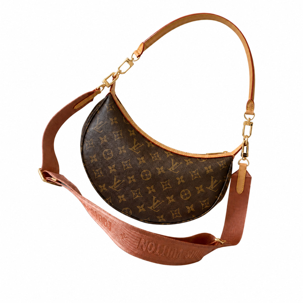 Louis Vuitton Premium Bumbag — Monogram Canvas, Red-Trim Vachetta Belt & Gold Padlock