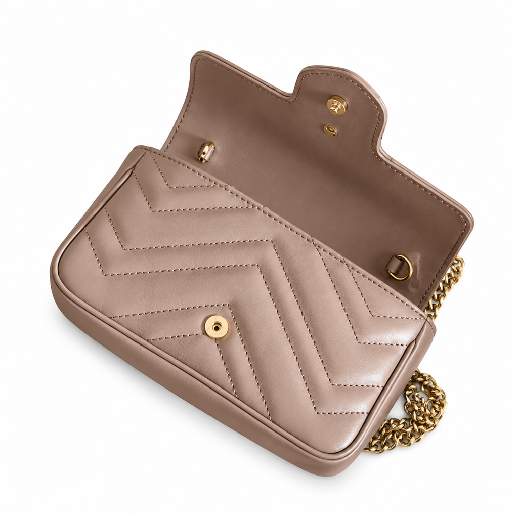 Gucci GG Marmont Mini Bag in Nude Rose with Gold Hardware