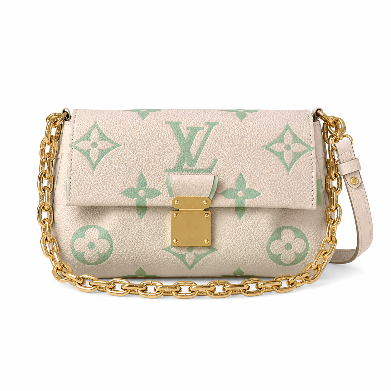 Louis Vuitton Wallet on Chain Ivy — Monogram Empreinte in Crème & Mint