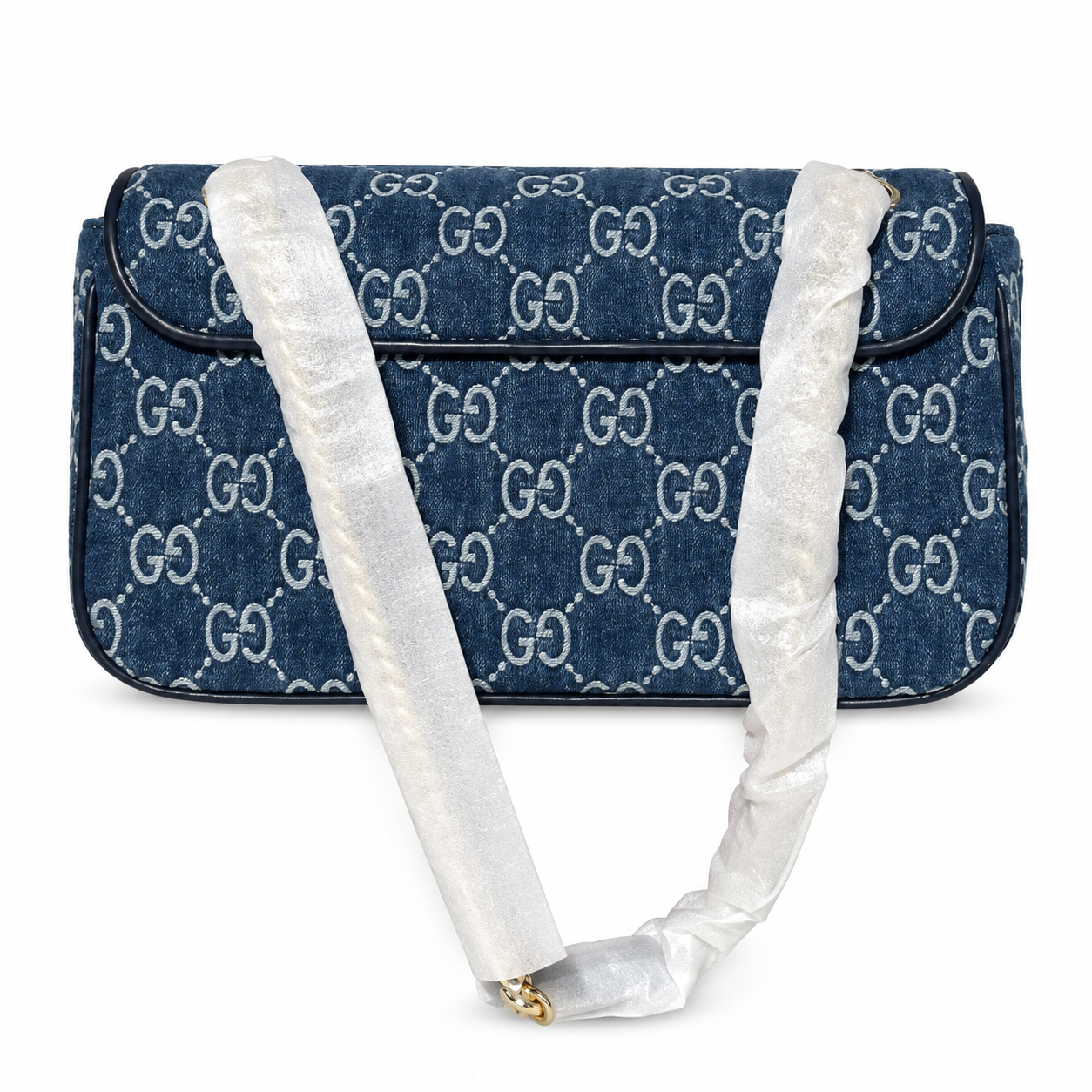 Gucci GG Marmont Wallet-on-Chain in Navy Blue GG Canvas