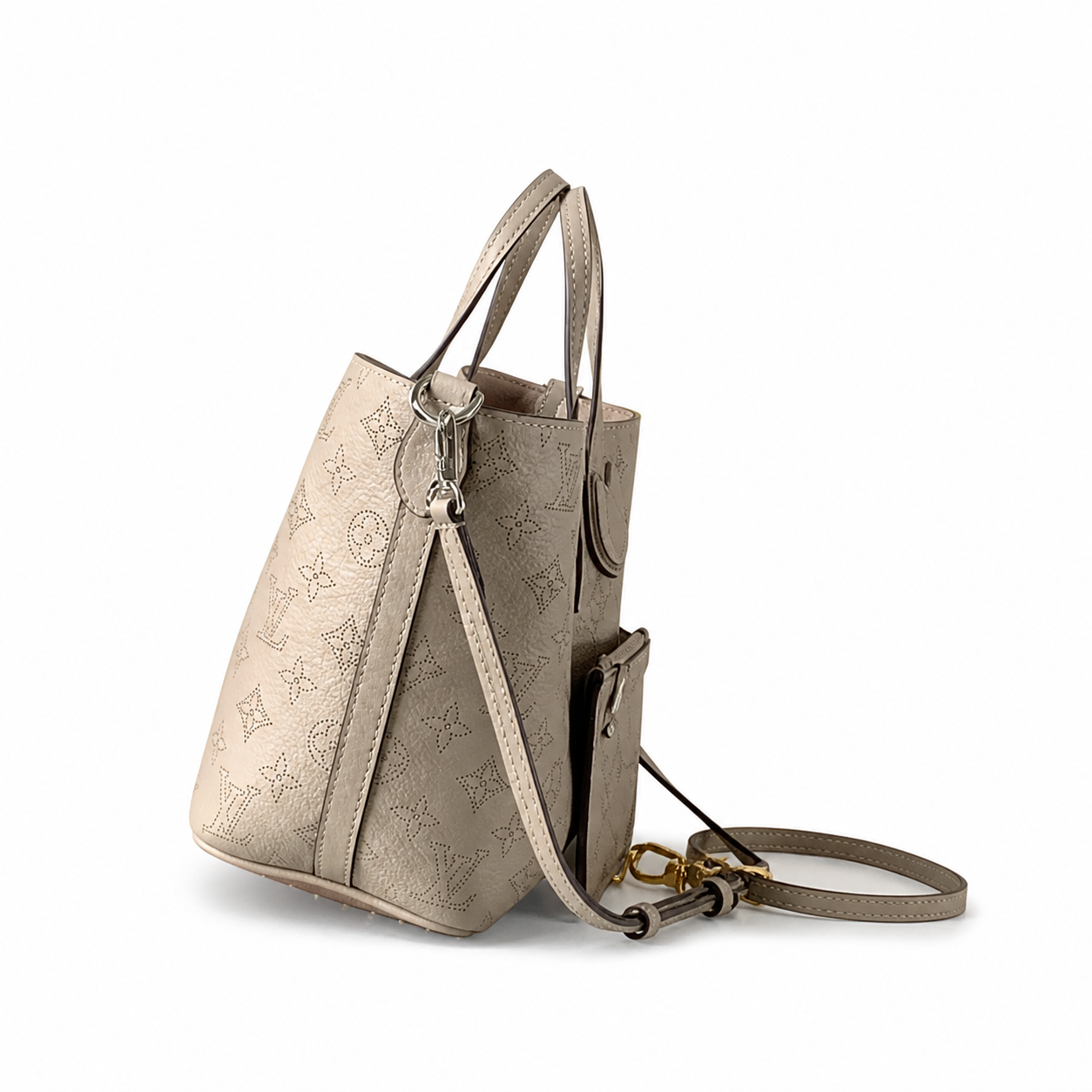 Louis Vuitton Blossom PM — Mahina Perforated Leather in Galet with Braided Key Charm