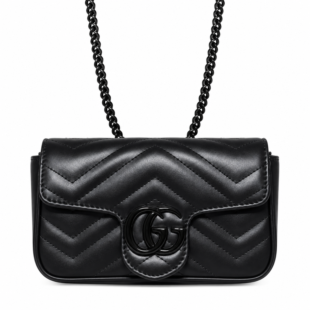 Gucci GG Marmont Super Mini Bag in Tonal Black with Black Hardware