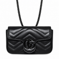 Gucci GG Marmont Super Mini Bag in Tonal Black with Black Hardware