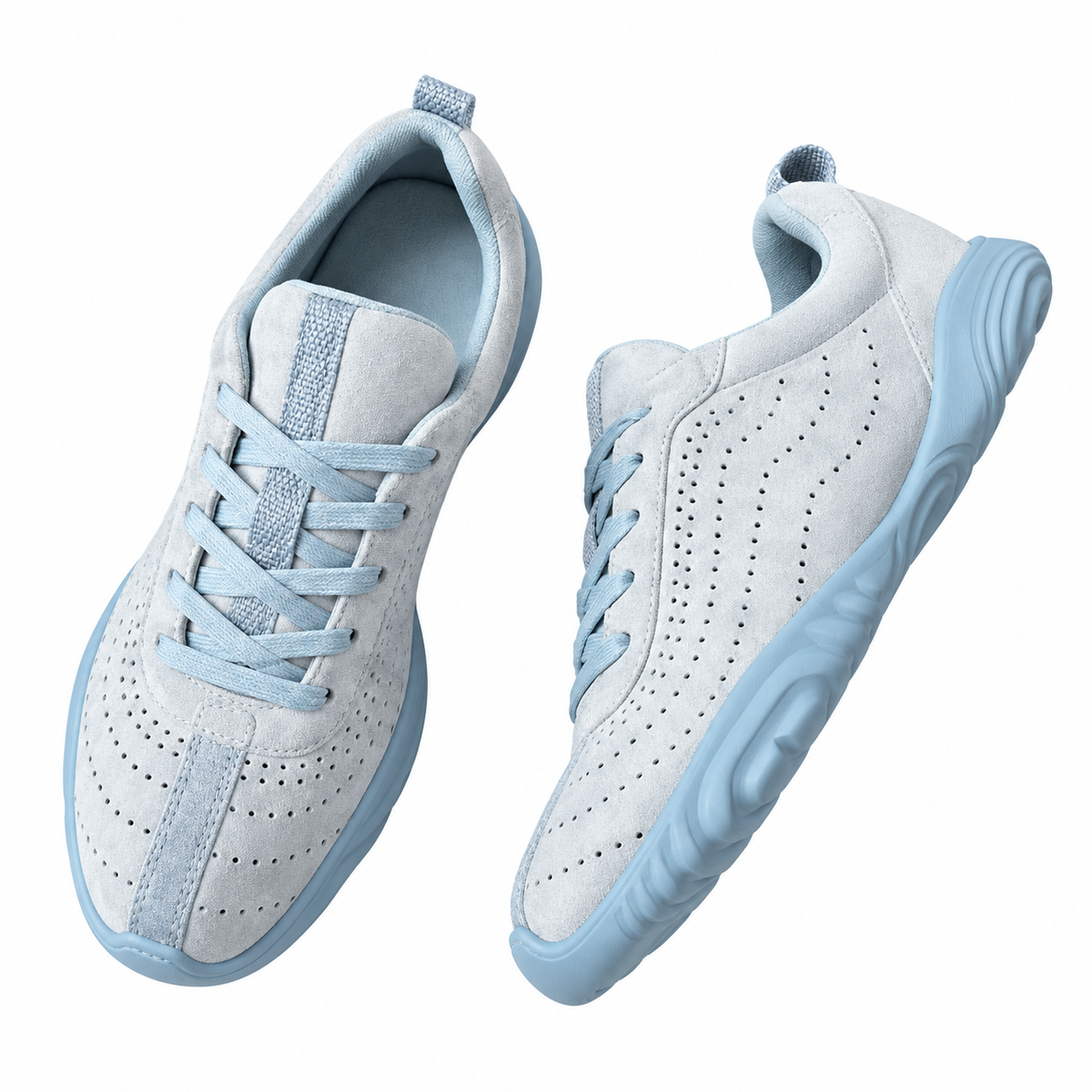 Hermès Gray & Blue Perforated Lace-Up Sneakers