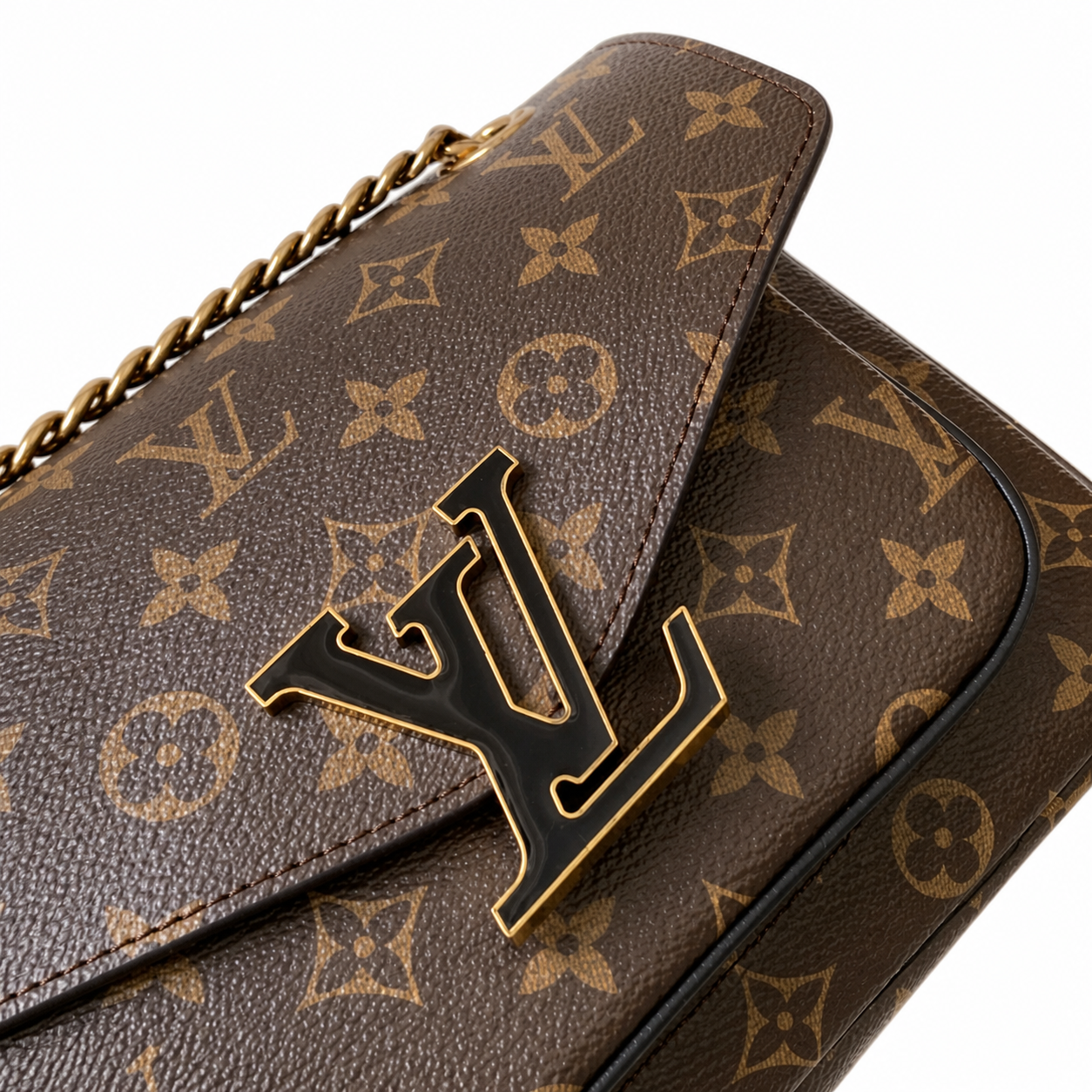 Louis Vuitton Passy — Monogram Canvas with Black LV Clasp
