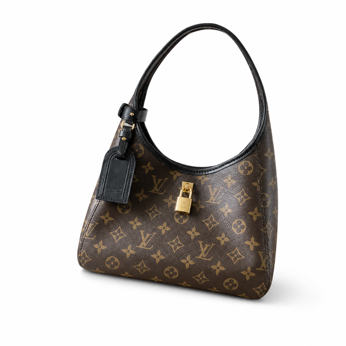 Louis Vuitton Triangle Sling — Monogram Canvas, Black Leather Strap & Gold Hardware
