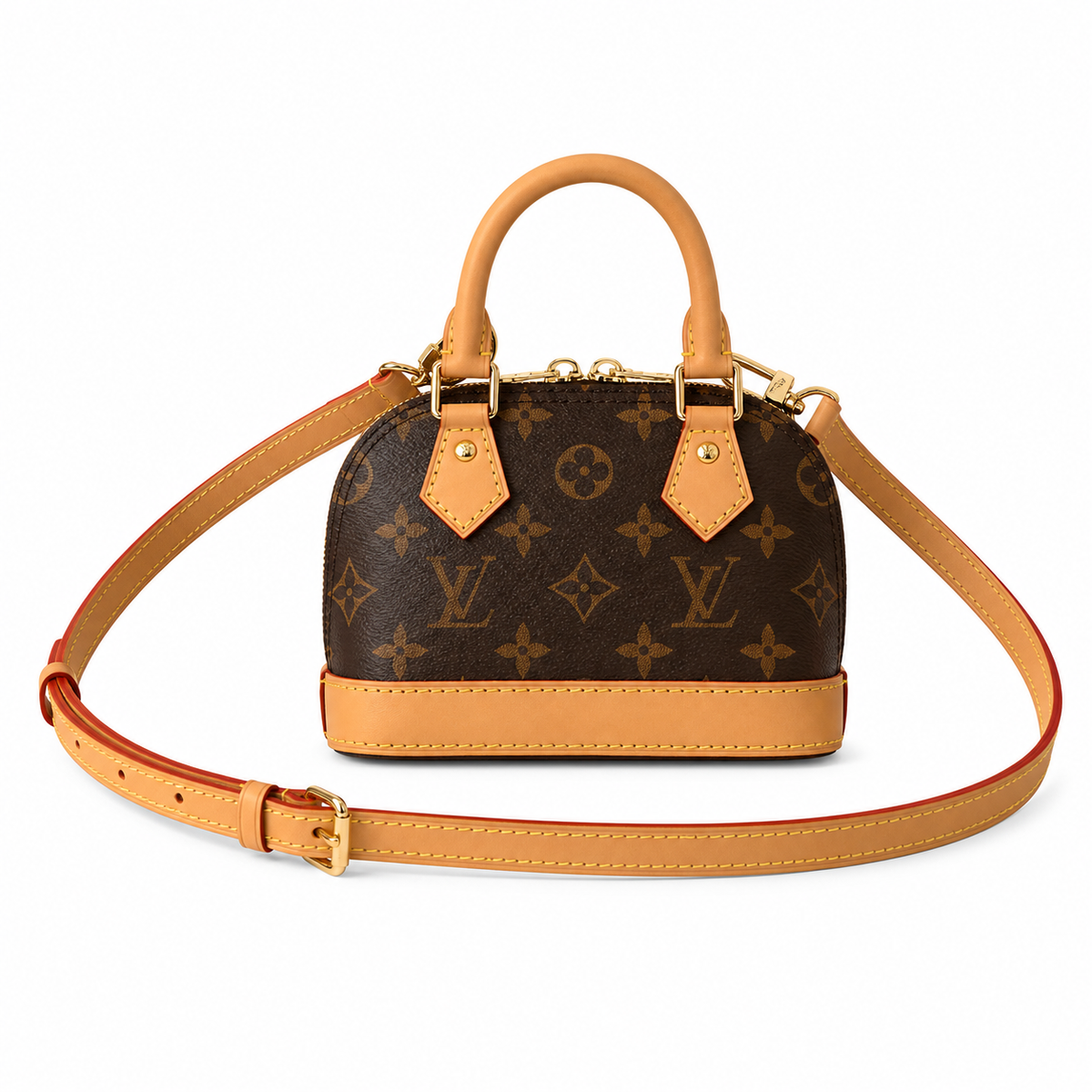 Louis Vuitton Alma BB — Monogram Canvas, Vachetta Red-Edge Trim & Base Corners