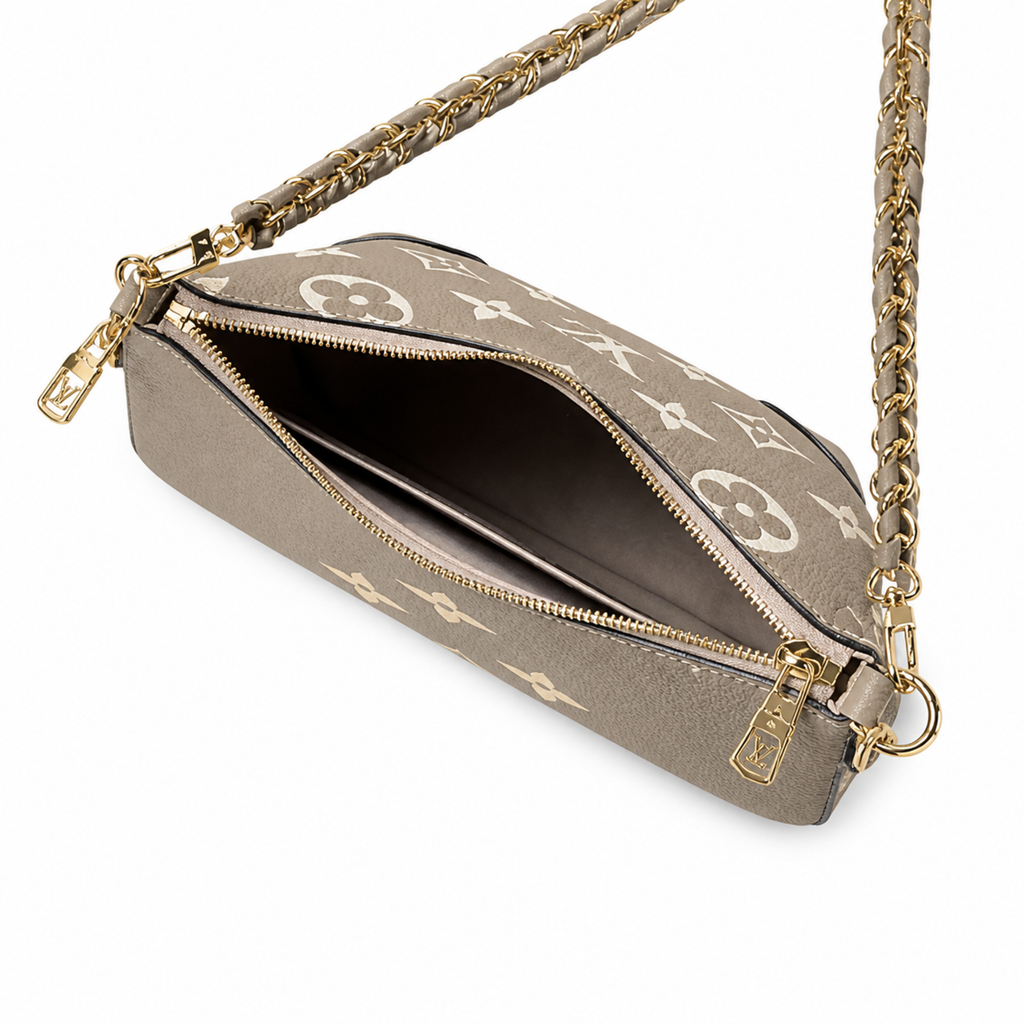 Louis Vuitton Bagatelle — Tourterelle Giant Monogram Empreinte, White Contrast & Bow Zip