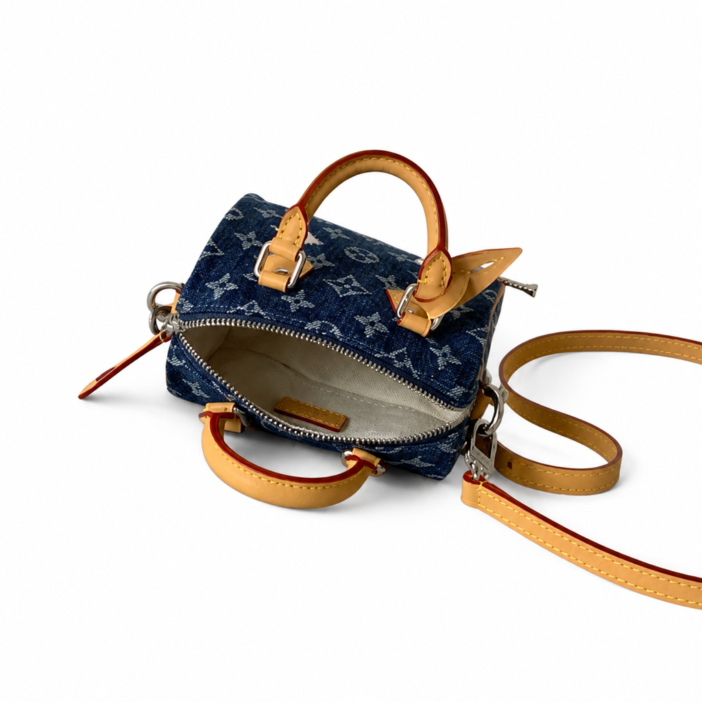Louis Vuitton Speedy Bandoulière 18 — Monogram Denim in Bleu with Vachetta Trim