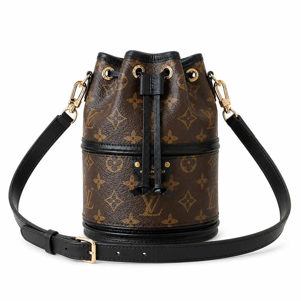 Louis Vuitton Cannes — Monogram Canvas, Black Leather Trim & Gold Stud Base