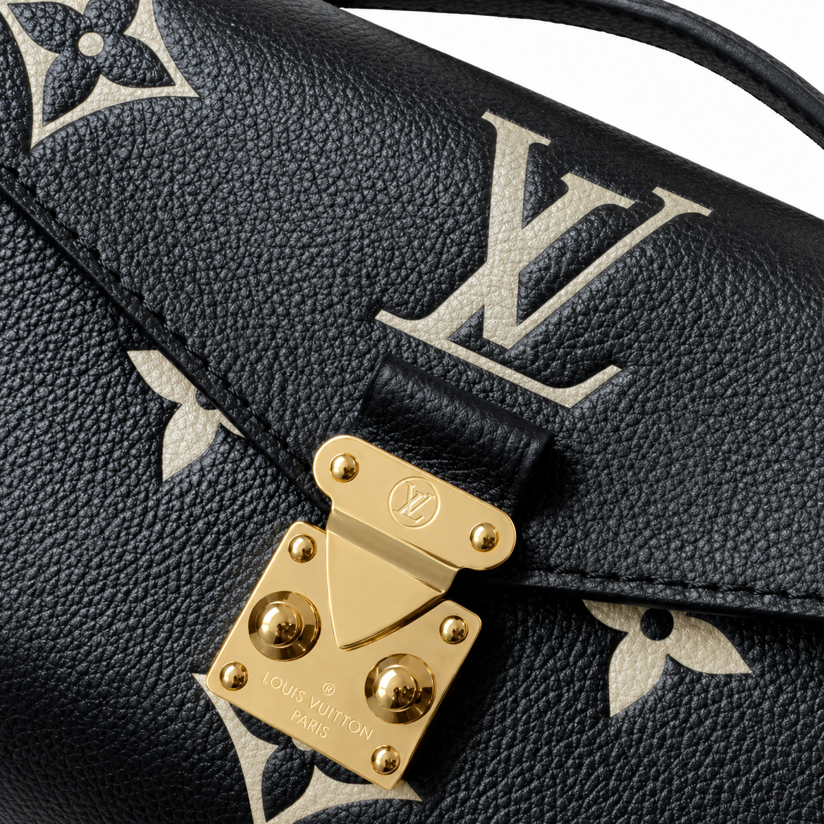 Louis Vuitton Giant Monogram Flap — Black Empreinte, Chunky Gold Chain & Square Turn-Lock