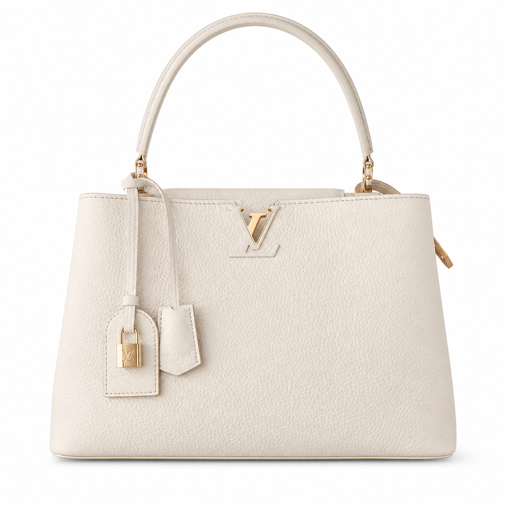 Louis Vuitton Capucines Tote MM — Taurillon Leather in Crème with Gold LV Lock