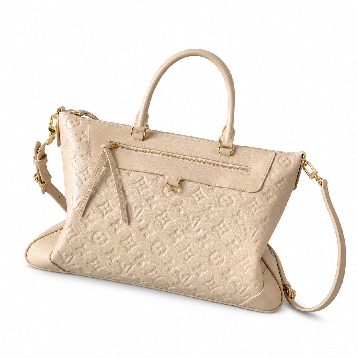Louis Vuitton Empreinte Large Tote — Beige, Rounded Double Handles & Detachable Strap