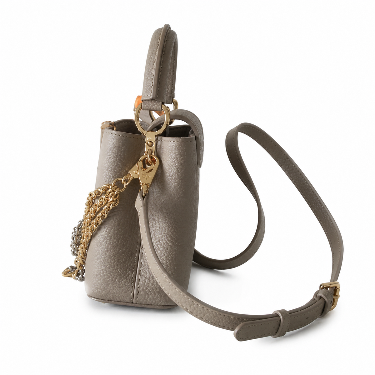 Louis Vuitton Capucines — Tourterelle Taurillon, Floral Charm & Dual Chain