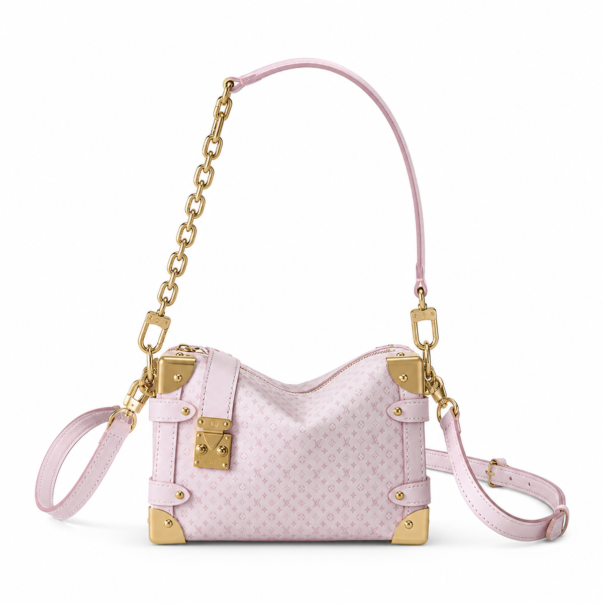 Louis Vuitton Petite Malle Souple — Monogram Velvet in Rose Poudre with Gold Hardware