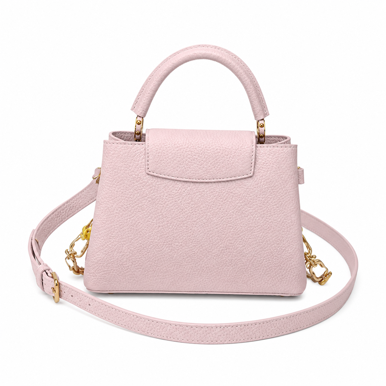 Louis Vuitton Capucines — Taurillon Leather in Rose Poudre with Yellow Flower Enamel Chain