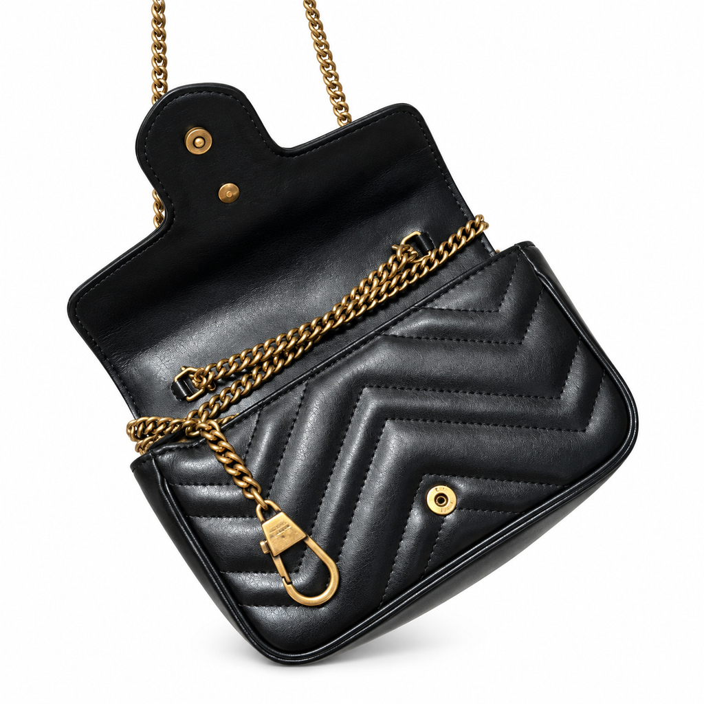 Gucci GG Marmont Super Mini Bag in Black Matelassé