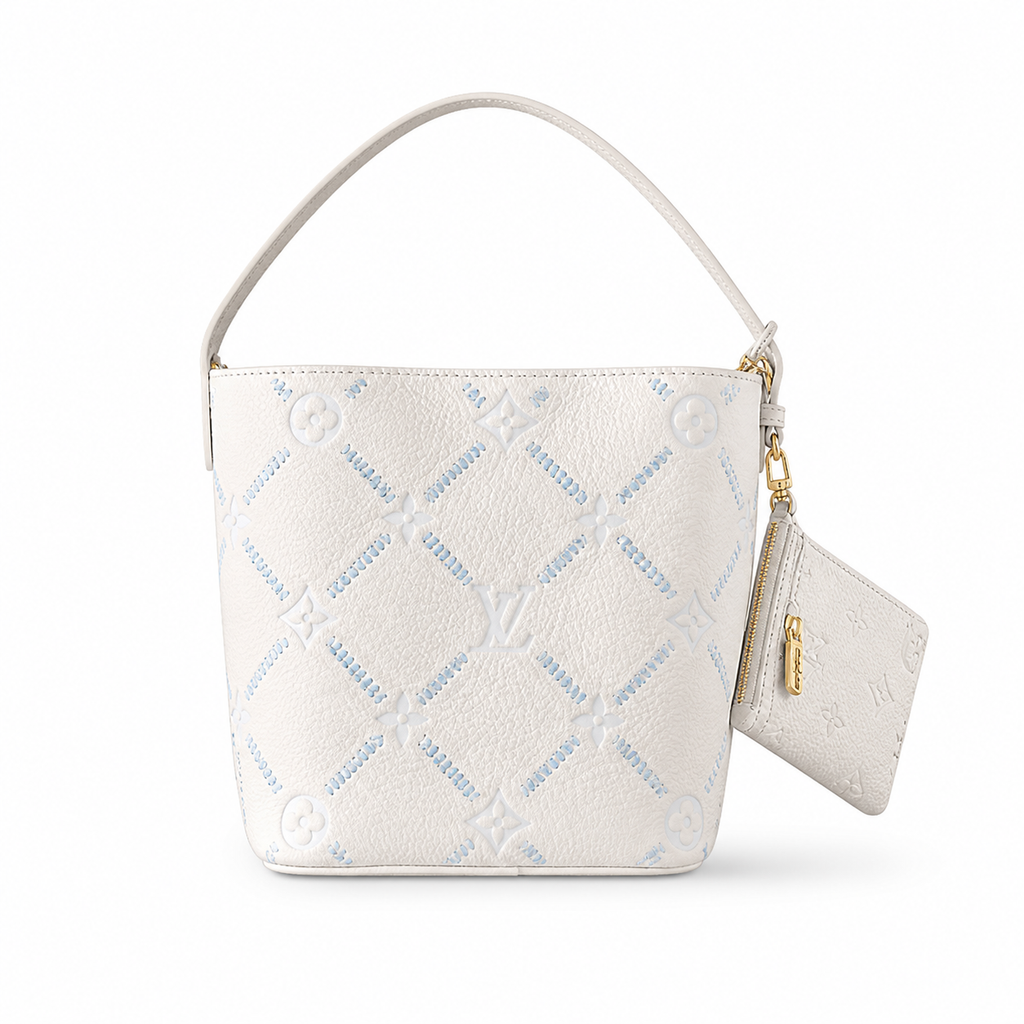 Louis Vuitton Petit Bucket — Giant Monogram Empreinte with Bleu Glacier Embroidery